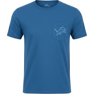Majestic Threads Detroit Lions NFL Pocket T-Shirt Mens Small Blue Tri-Blend NEW